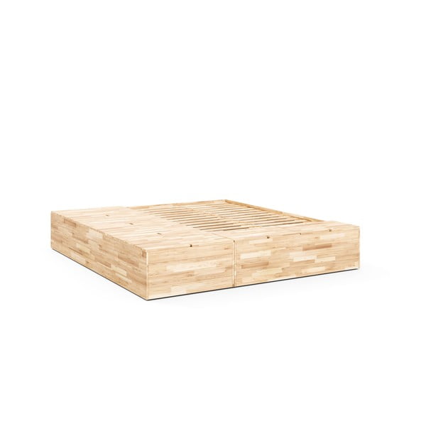 Łóżko dwuosobowe z litego drewna sosnowego ze schowkiem i stelażem 140x200 cm Basement Bed – Karup Design