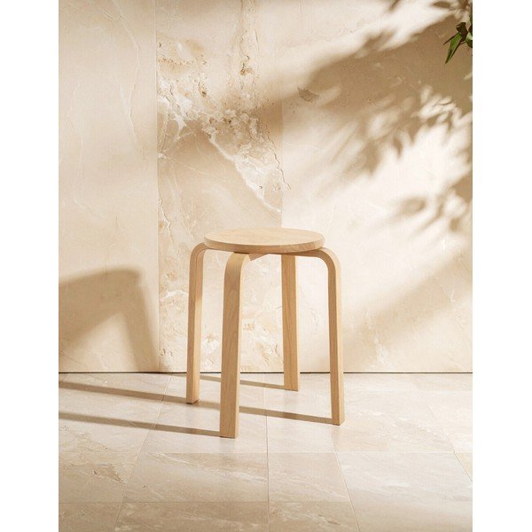Stołek z litego drewna kauczukowego w naturalnym kolorze Heva – Premier Housewares-image-3