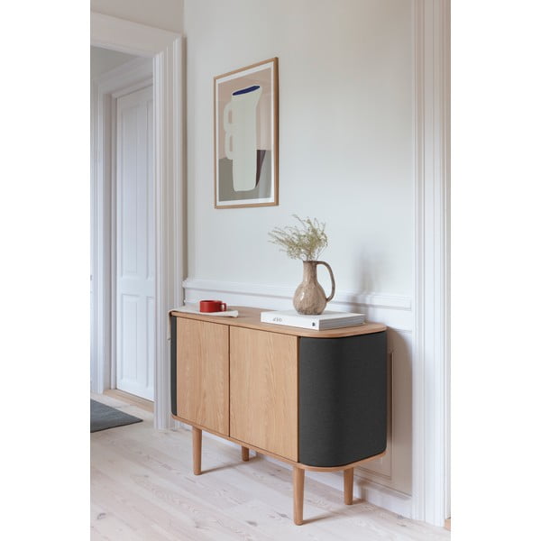 Antracytowa niska komoda w dekorze dębu 109x75 cm Treasures – UMAGE-image-1