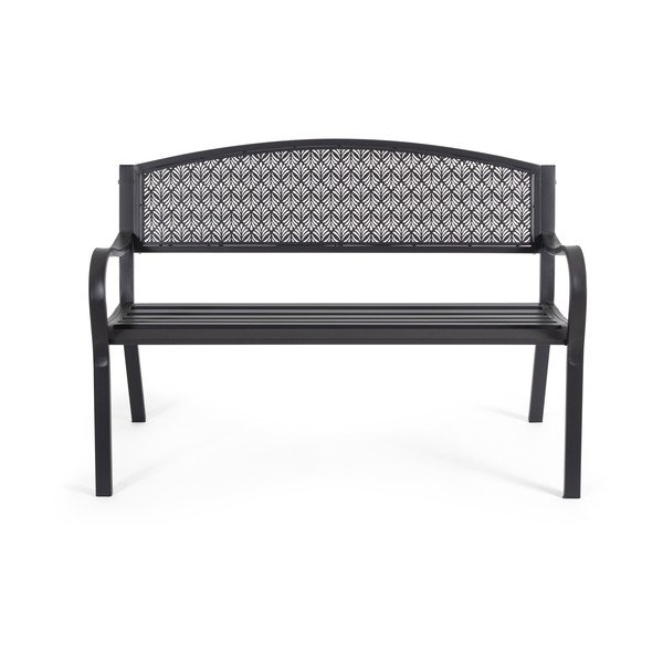 Antracytowa metalowa ławka ogrodowa Lizette – Bizzotto