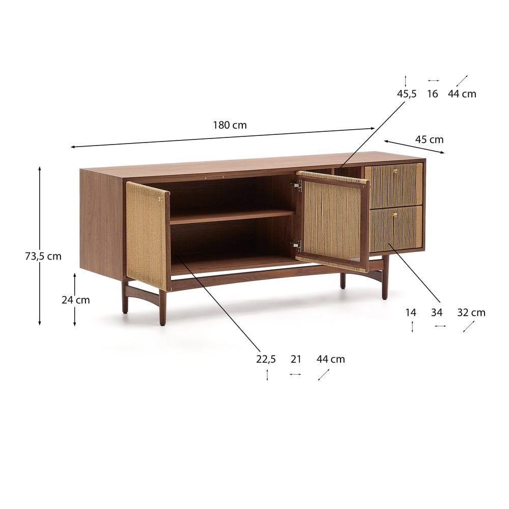 Brązowa niska komoda w dekorze orzecha 180x73 cm Elan – Kave Home (zdjęcie 6)