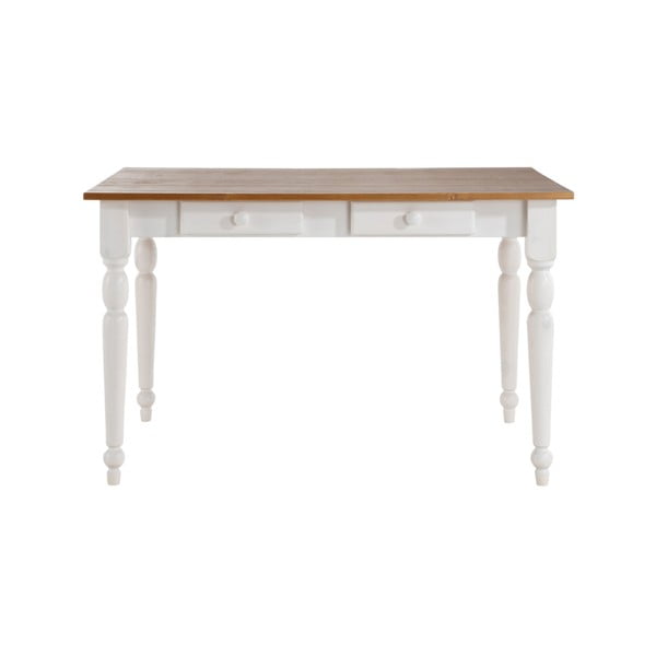 Biały stół do jadalni z litego drewna sosnowego z naturalnym blatem Støraa Normann, 105x80 cm