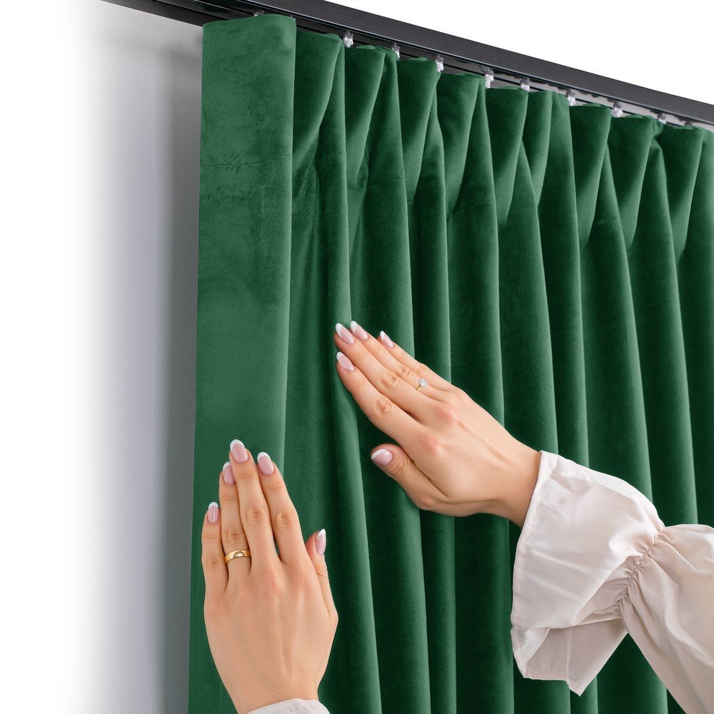 Zielona aksamitna zasłona częściowo zaciemniająca (dimout) 530x270 cm Velto – Filumi (zdjęcie 11)