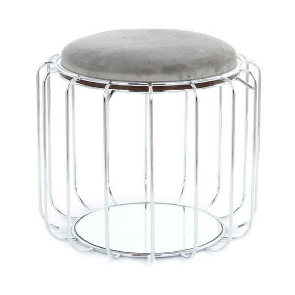 Szary stolik/puf z konstrukcją w srebrnym kolorze 360 Living Canny, ⌀ 50 cm