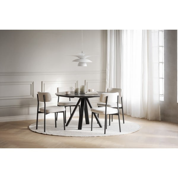 Czarny okrągły stół z blatem z drewna dębowego ø 130 cm Carradale – Rowico-image-4