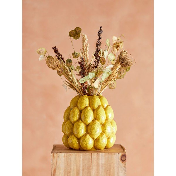 Żółty kamionkowy ręcznie malowany wazon (wysokość 22 cm) Limone – Bloomingville-image-1