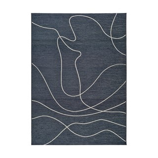 Ciemnoniebieski dywan zewnętrzny z domieszką bawełny Universal Doodle, 154x230 cm