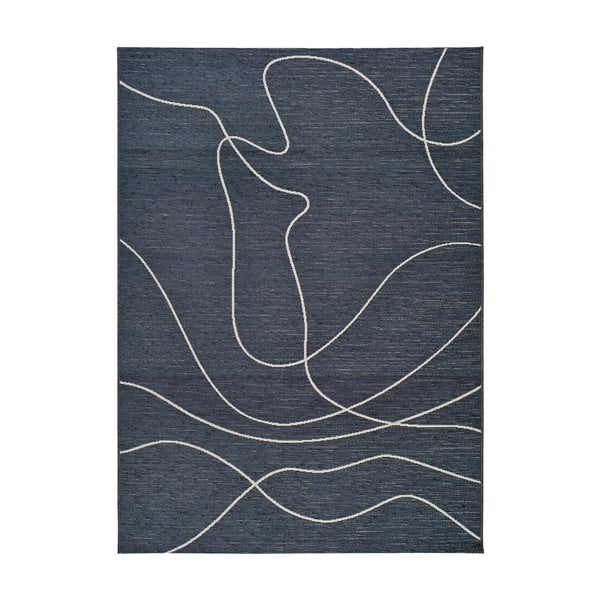 Ciemnoniebieski dywan zewnętrzny z domieszką bawełny Universal Doodle, 154x230 cm