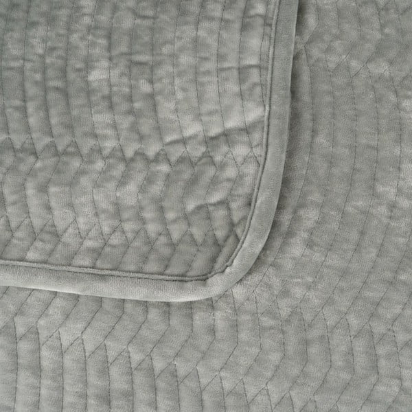 Szarozielona aksamitna narzuta pikowana 180x260 cm – Ixia-image-1