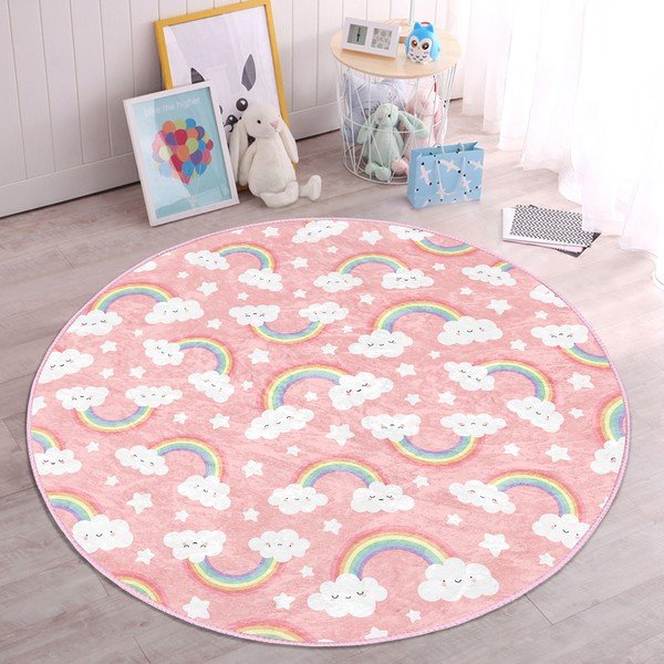 Różowy dywan dziecięcy ø 120 cm Comfort – Mila Home-image-4
