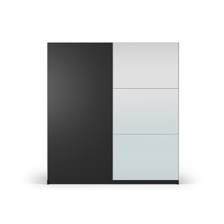 Czarna szafa z lustrem i drzwiami przesuwnymi 200x215 cm Lisburn – Cosmopolitan Design