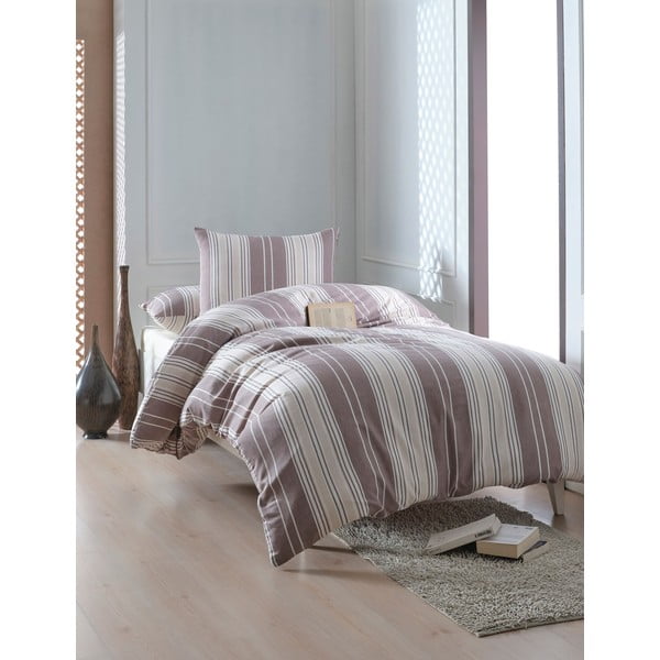 Brązowo-beżowa pościel jednoosobowa 140x200 cm Lima – Mijolnir