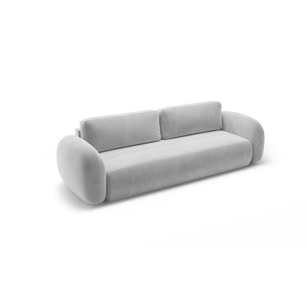 Jasnoszara aksamitna rozkładana/ze schowkiem sofa 262 cm Tonale – Cosmopolitan Design-image-2