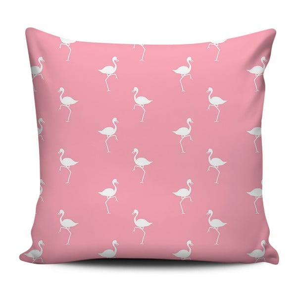 Różowo-biała poduszka Home de Bleu White Flamingos, 43x43 cm
