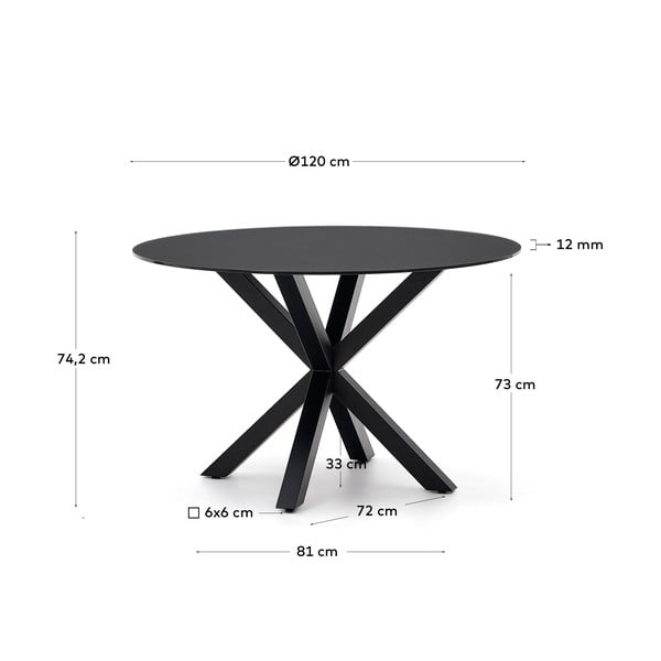 Czarny okrągły stół ze szklanym blatem ø 120 cm Argo – Kave Home-image-4