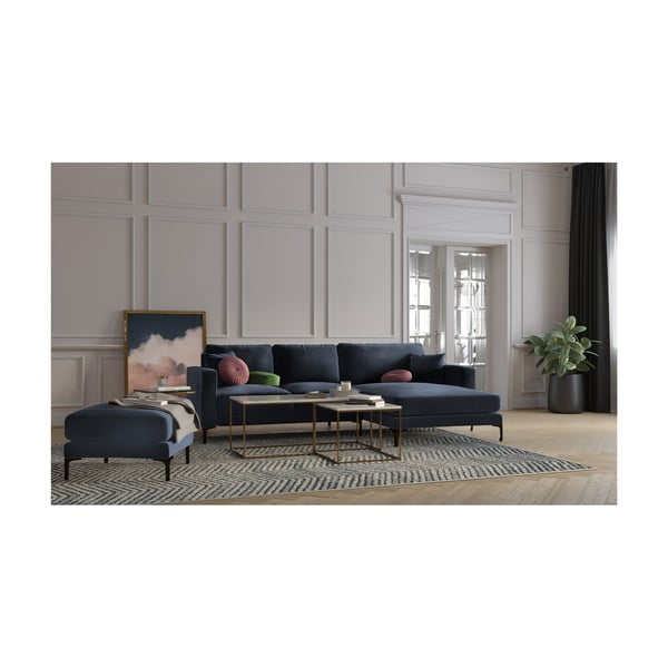 Ciemnoniebieski aksamitny podnóżek Kooko Home Harmony-image-3