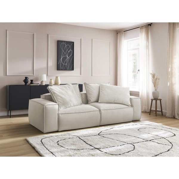Beżowa sofa z imitacji skóry 260 cm Boheme – Bobochic Paris-image-1