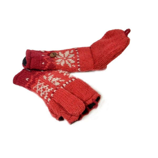 Rękawiczki z klapką Red Snowflake