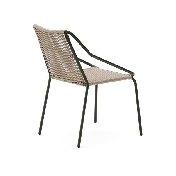 Ciemnozielono-beżowe metalowe krzesło ogrodowe Zivia – Kave Home-image-4