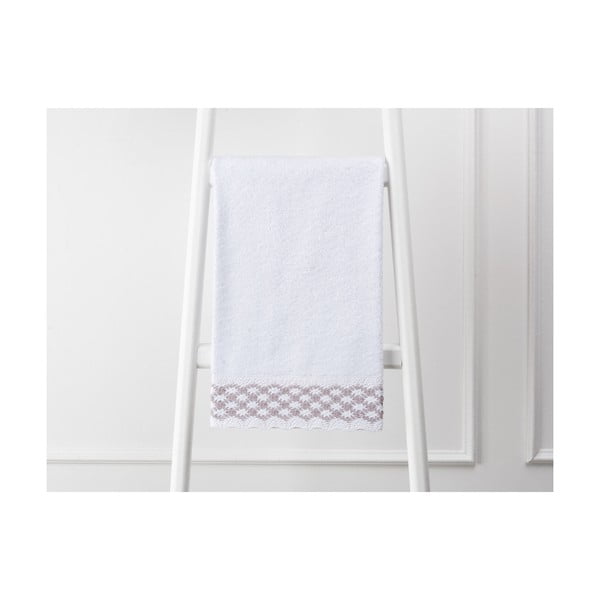 Biały ręcznik z czystej bawełny Madame Coco Violet, 50x76 cm