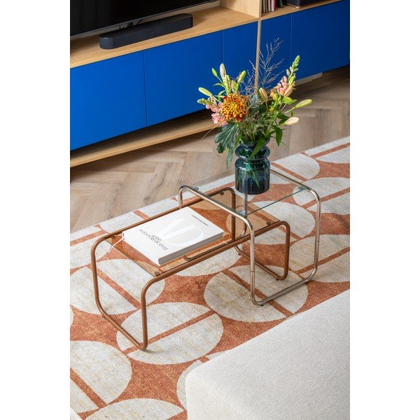 Zielony stolik ze szklanym blatem 40x80 cm Ventana – Leitmotiv-image-1