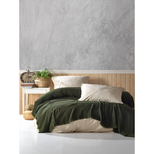 Ciemnozielona narzuta muślinowa 200x250 cm – Mijolnir-image-1