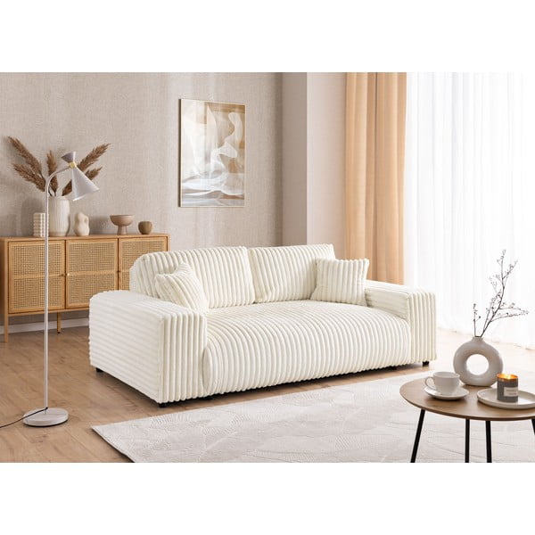 Kremowa sztruksowa sofa 213 cm Justin – Ropez-image-4