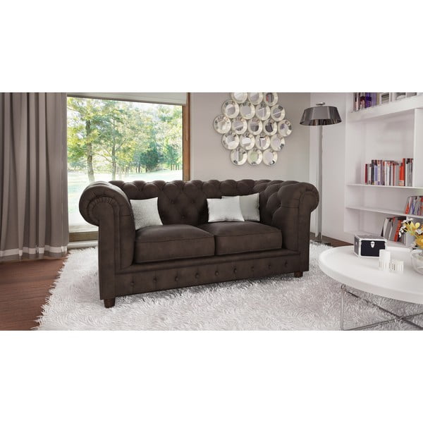 Ciemnobrązowa aksamitna sofa 184 cm Cambridge – Ropez-image-1