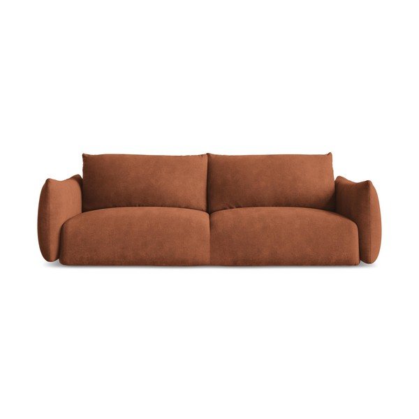Rozkładana sofa z tkaniny szenilowej w kolorze terakoty 230 cm Leila – Makamii