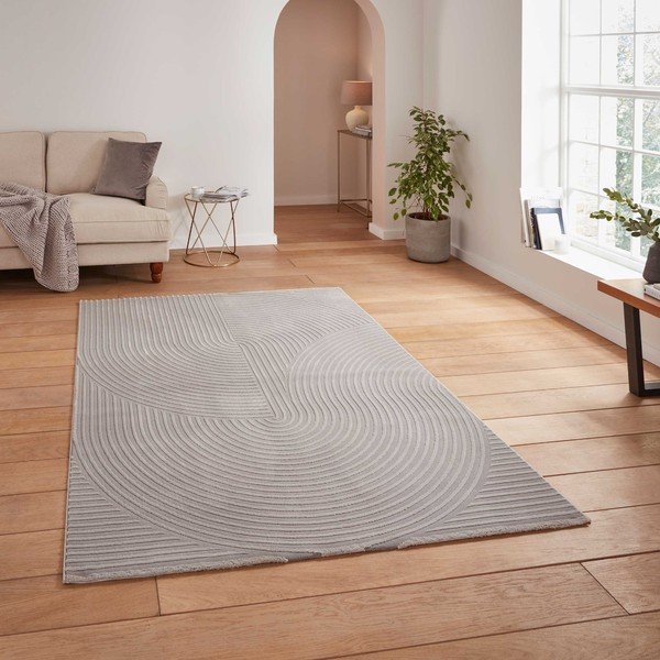 Jasnoszary dywan z włókien z recyklingu odpowiedni do prania 120x170 cm Flores – Think Rugs-image-1