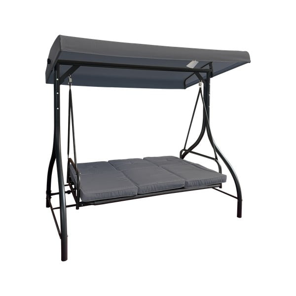 Szara metalowa huśtawka ogrodowa Paris – Rojaplast-image-3