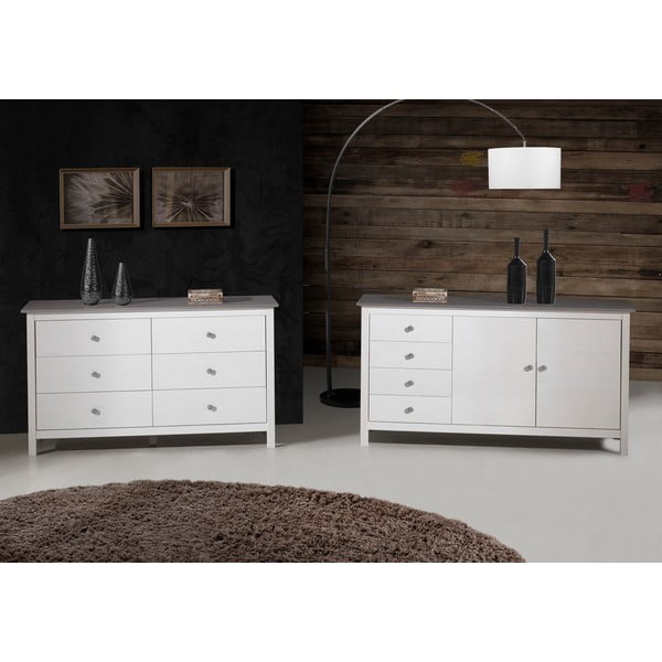 Biała niska komoda z litego drewna sosnowego 130x80 cm Berna – Marckeric-image-4