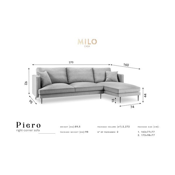 Jasnoszary narożnik Milo Casa Piero, prawy róg-image-2
