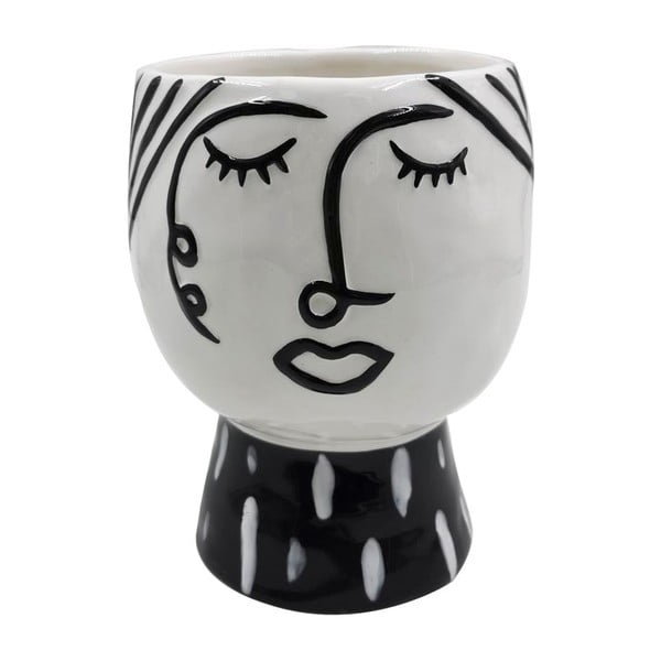 Czarno-biały porcelanowy wazon Mauro Ferretti Pot Face