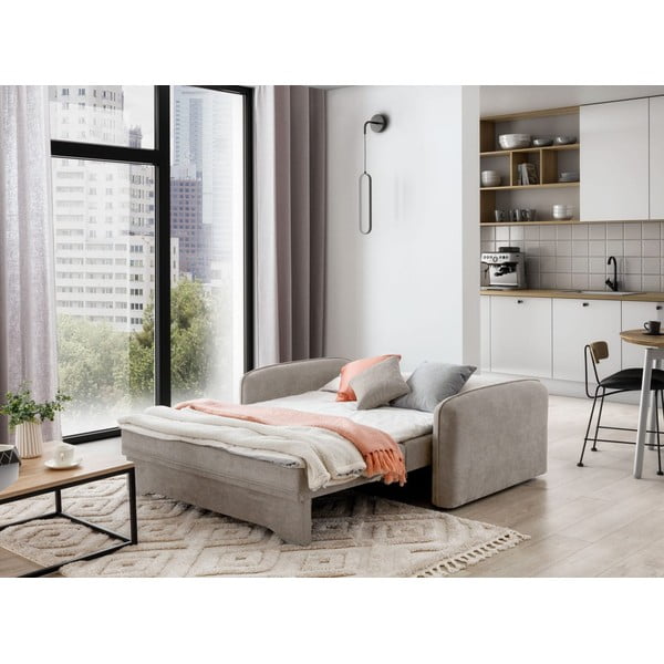 Beżowa rozkładana/ze schowkiem sofa z tkaniny szenilowej 155 cm Laine – ELTAP-image-4