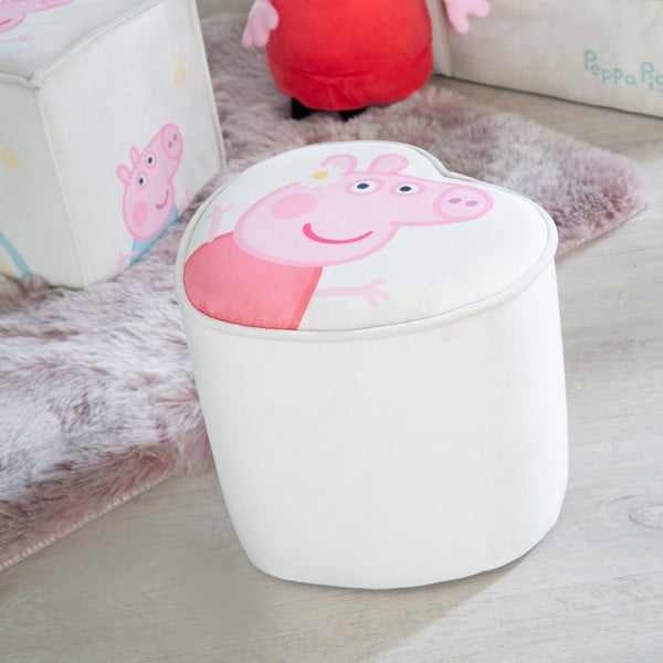 Biały aksamitny puf dziecięcy Peppa Pig – Roba-image-4