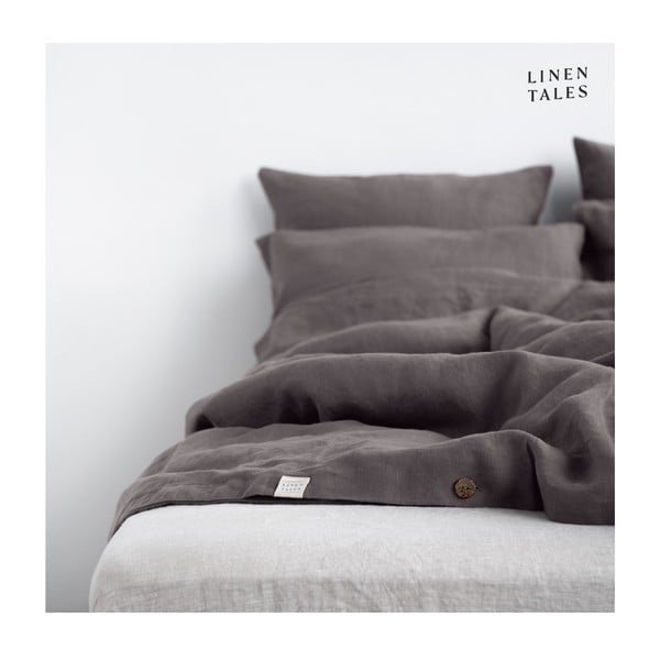 Ciemnoszara lniana pościel jednoosobowa 140x200 cm – Linen Tales-image-3