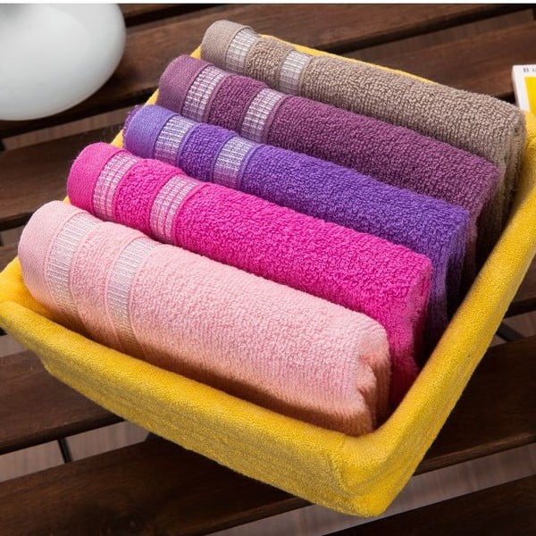 Zestaw 5 ręczników Yellow Basket, 30x50 cm
