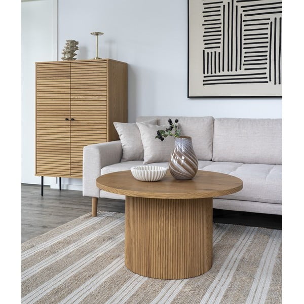 Okrągły stolik w dekorze topoli w naturalnym kolorze ø 80 cm Boavista – House Nordic-image-1