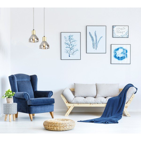 Lampa wisząca w lawendowo-złotym kolorze ze szklanym kloszem Gregory – Candellux Lighting-image-1