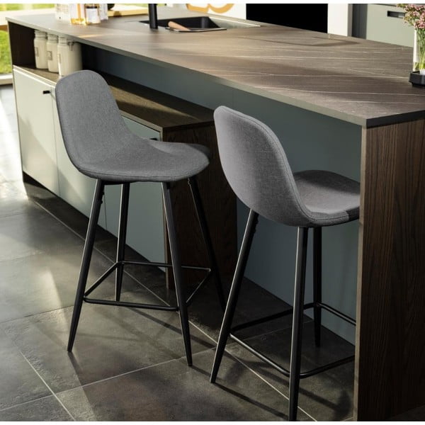 Jasnoszare tapicerowane hokery zestaw 2 szt. (wysokość siedziska 65 cm) Wilma – Actona-image-1