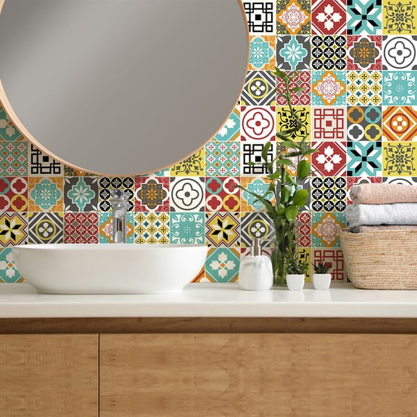 Zestaw 24 naklejek ściennych Ambiance Montecito, 15 x 15 cm-image-3