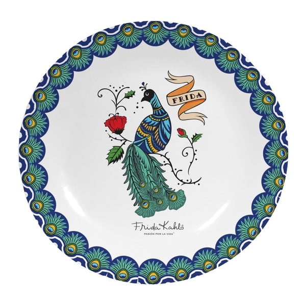 Ścienny ceramiczny talerz dekoracyjny Frida Kahlo Peacock