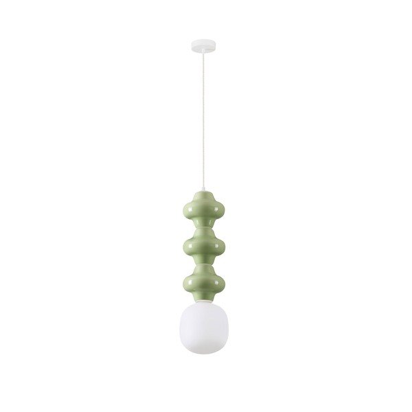 Biała/jasnozielona lampa wisząca ceramiczna ze szklanym kloszem ø 18 cm Clio – Nova Luce