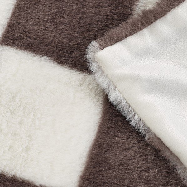 Biały/ciemnobrązowy koc 130x170 cm Cosy Soft Checkerboard – Catherine Lansfield-image-3