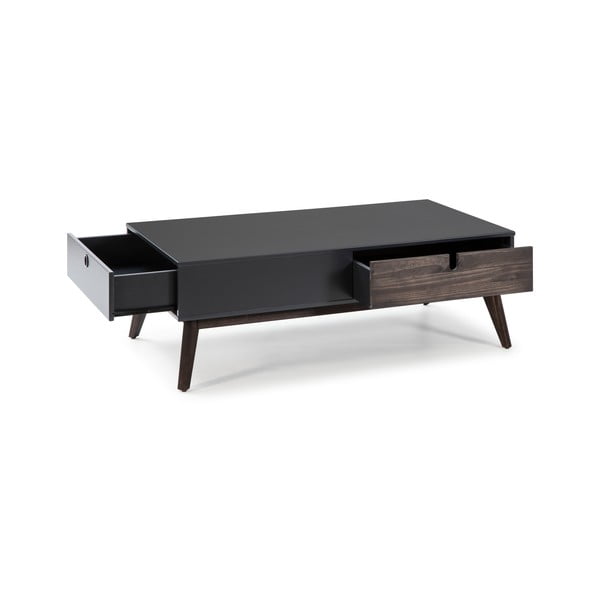 Antracytowy stolik z 2 szufladami i nogami z drewna sosnowego Marckeric Kiara-image-4