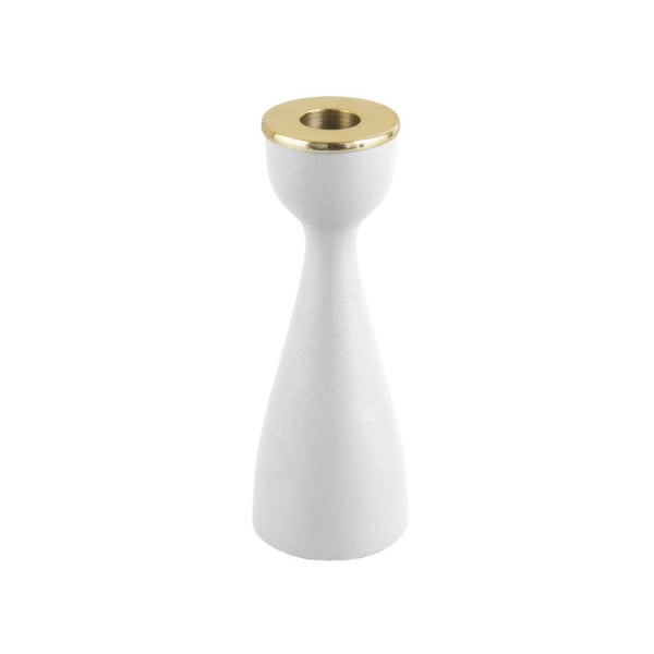 Biały świecznik z detalem w złotym kolorze PT LIVING Nimble, wys. 17,5 cm