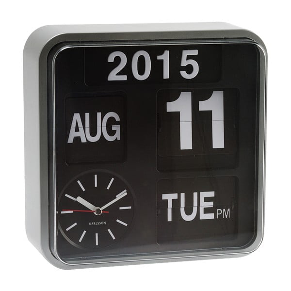 Srebrny zegar Present Time Mini Flip