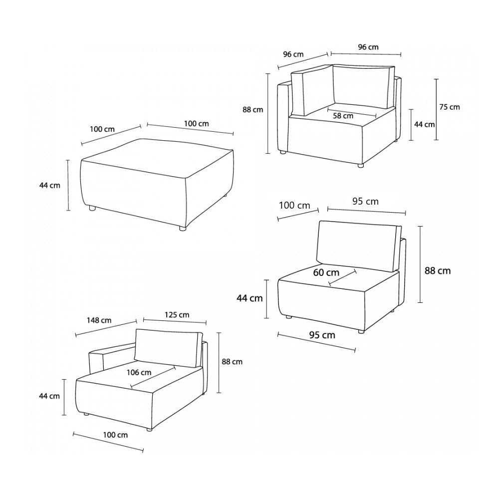 Kremowy sztruksowy narożnik (prawostronny/w kształcie litery U) Nihad modular – Bobochic Paris (zdjęcie 4)