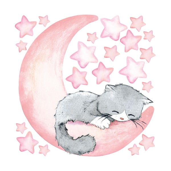 Różowe dziecięce naklejki ścienne Ambiance Magic Cat-image-2